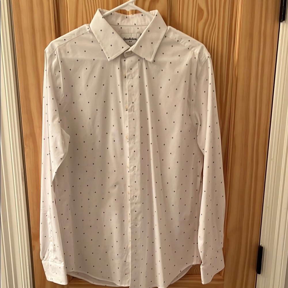 Men's White Dress Shirt with Pattern